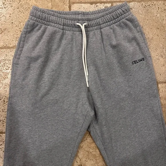 Celine x Hedi Slimane Embroidered Logo Grey Sweatpant Joggers